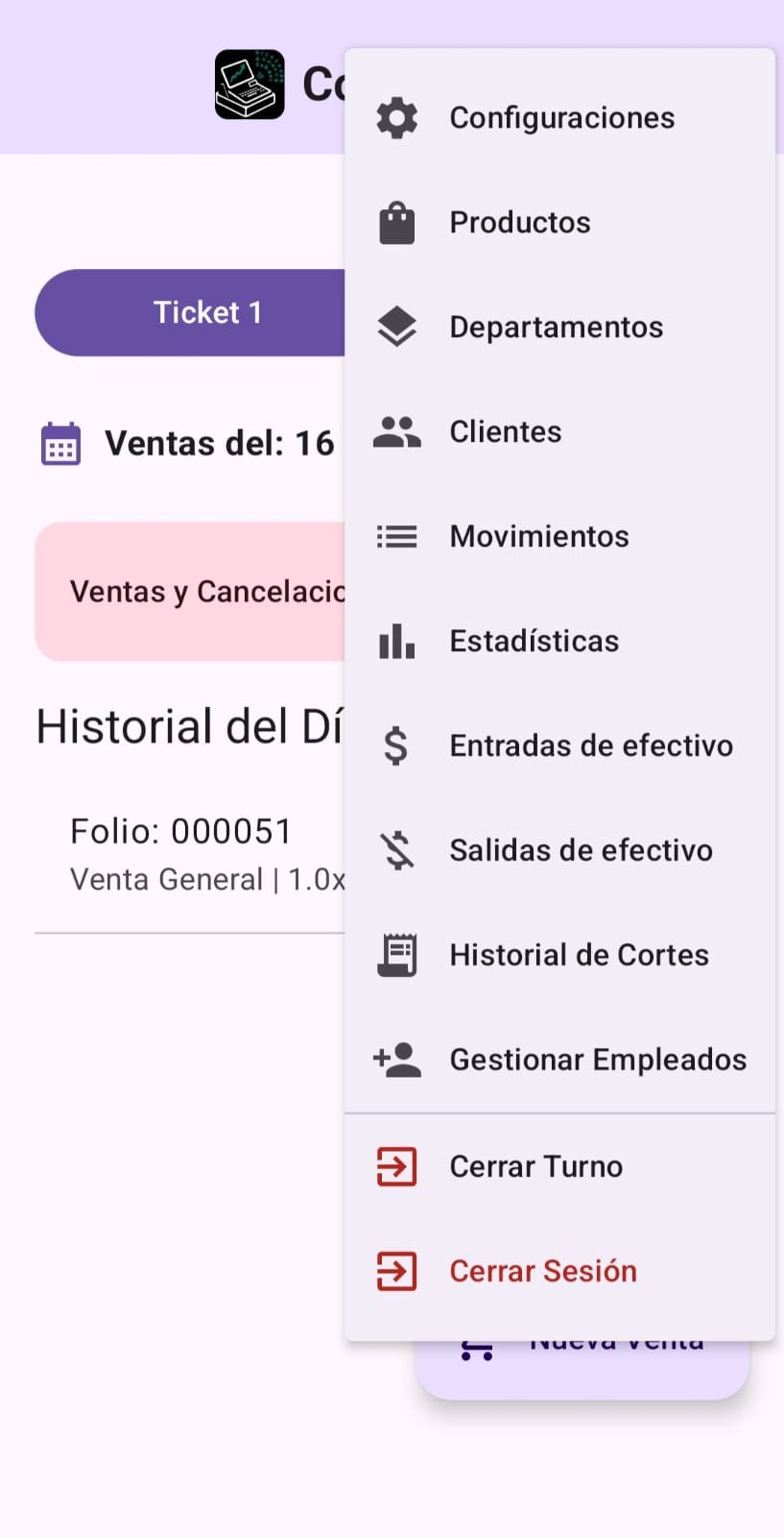 Interfaz de Menú de CotiPOS PRO
